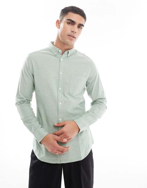 ASOS DESIGN – Schmales garngefärbtes Oxford-Hemd in Grün - view 1