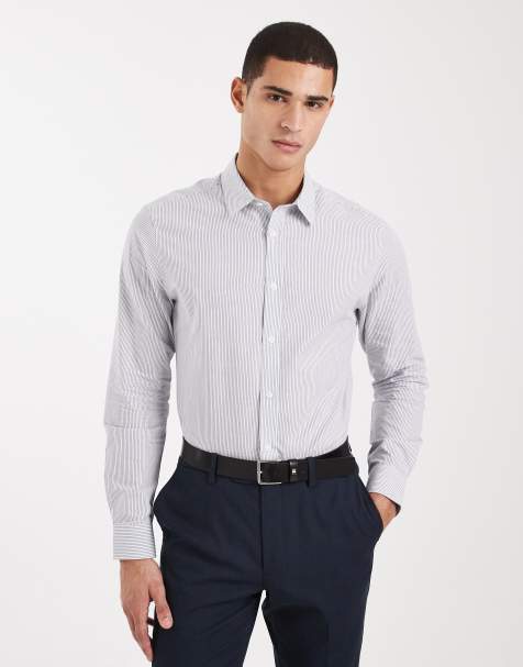 ASOS DESIGN – Schmales, gestreiftes Hemd in Schwarz - view 1