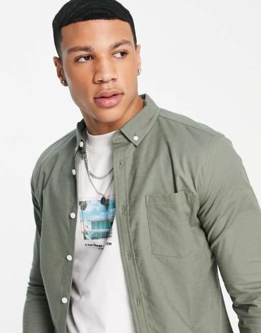 ASOS DESIGN – Schmales Oxford-Hemd in Khaki, 2 von 4