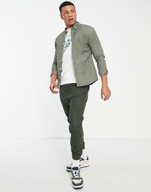 ASOS DESIGN – Schmales Oxford-Hemd in Khaki, 4 von 4
