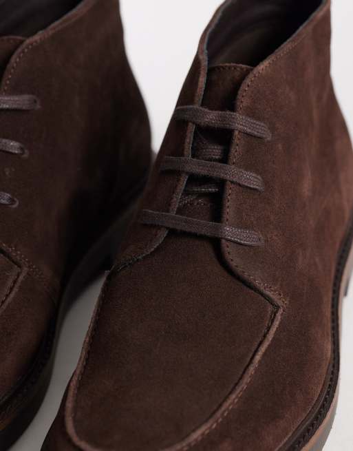 ASOS DESIGN – Schnür-Boots aus braunem Wildleder mit Mokassinnaht am Vorderblatt, 2 von 4