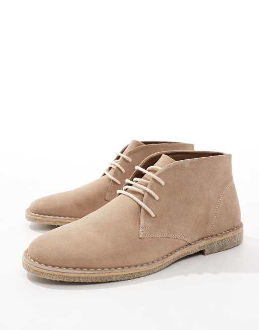 ASOS DESIGN – Schnür-Boots aus Wildleder in Steinbeige mit einer Sohle in Natur, 4 von 4