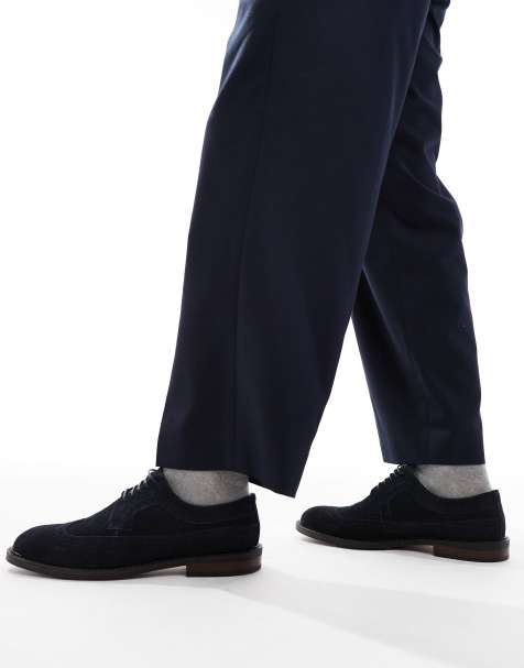 ASOS DESIGN – Schnürschuhe im Budapester Stil aus Wildleder in Marineblau - view 1