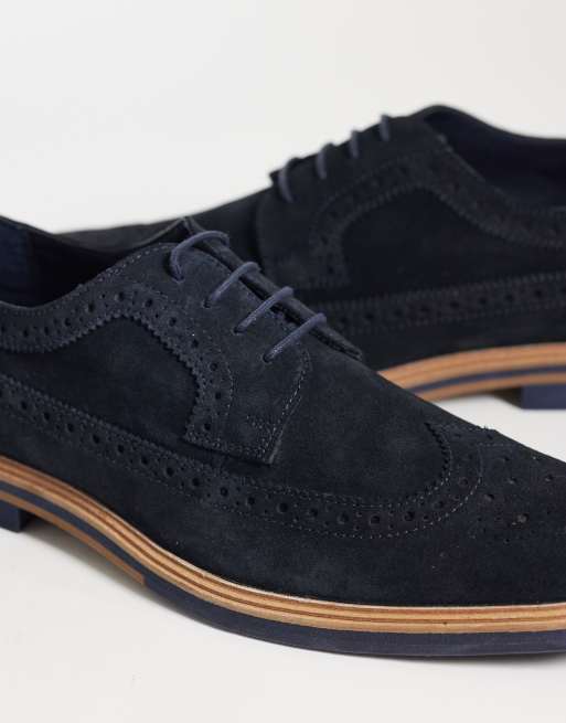 ASOS DESIGN – Schnürschuhe im Budapester Stil aus Wildleder in Marineblau, 3 von 4