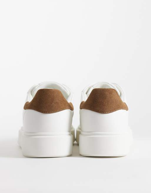 ASOS DESIGN – Schnürsneaker in Weiß mit Fersenkappe in Taupe, 4 von 5