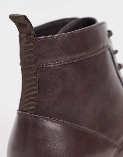 ASOS DESIGN – Schnürstiefel aus braunem Kunstleder - BROWN, 3 von 4