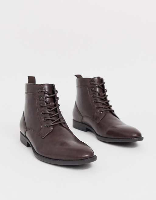 ASOS DESIGN – Schnürstiefel aus braunem Kunstleder - BROWN, 4 von 4