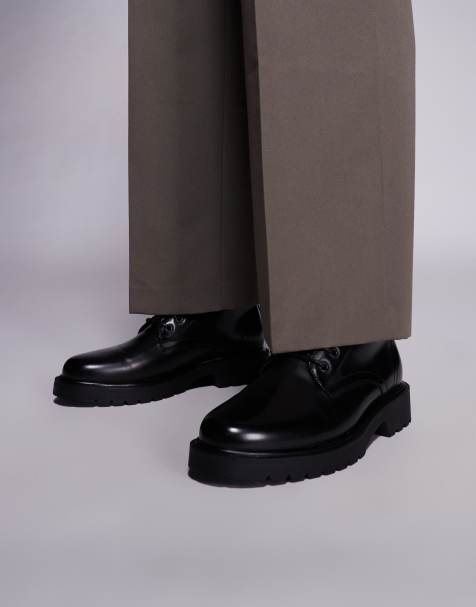 ASOS DESIGN – Schnürstiefel aus Leder in Schwarz poliert - view 1