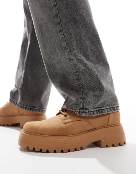 ASOS DESIGN – Schnürstiefel in Hellbraun mit dicker Sohle - view 1