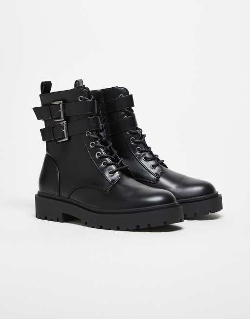 ASOS DESIGN – Schnürstiefel in Schwarz mit dicker Sohle und Riemen, 2 von 4