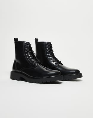 Schnürstiefel in Schwarz Schwarz 40.5