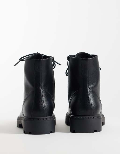 ASOS DESIGN Schnürstiefel mit Schürzennaht und Wanderstiefel-Details in Schwarz, 5 von 5