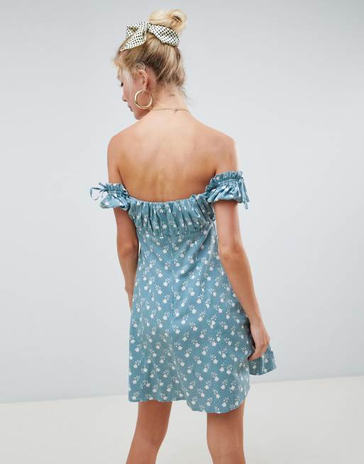 ASOS DESIGN - Schouderloze mini-jurk met fijne bloemenprint, 2 van 4
