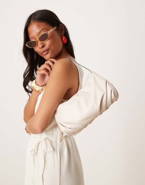 ASOS DESIGN - Schoudertas met flap in gebroken wit - view 1