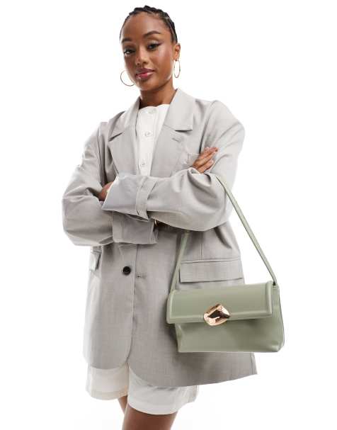 ASOS DESIGN - Schoudertas met gesmolten hardwaresluiting in groen - view 1