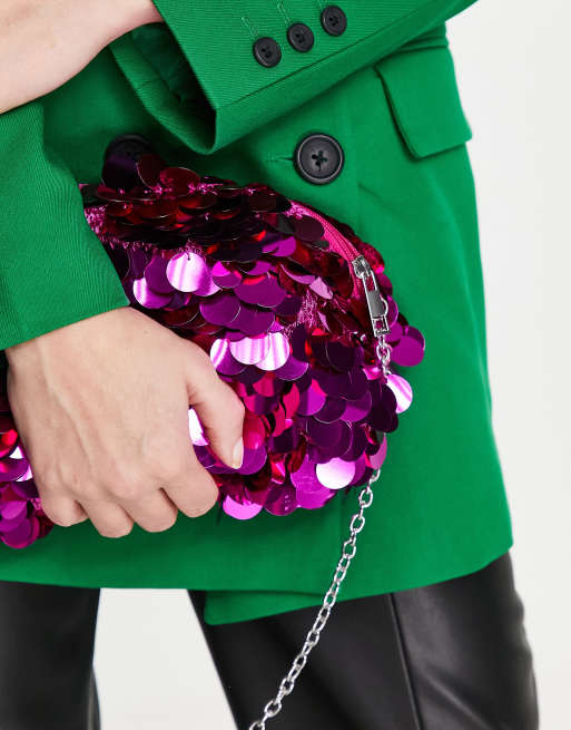 ASOS DESIGN - Schoudertas met grote lovertjes in metallic roze, 2 van 4