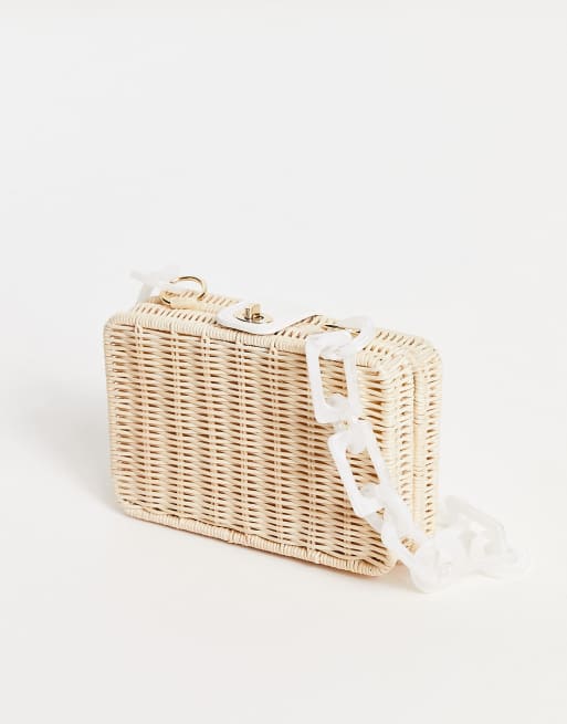 ASOS DESIGN - Schoudertas met handvat van wit hars in rotan stro, 4 van 4