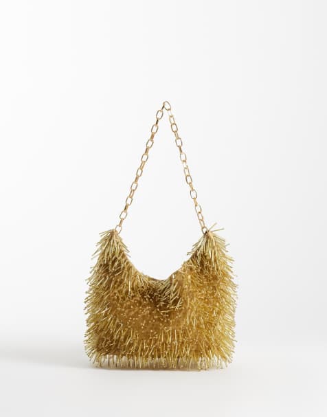 ASOS DESIGN schoudertas met kralen en versiering in goud - view 1