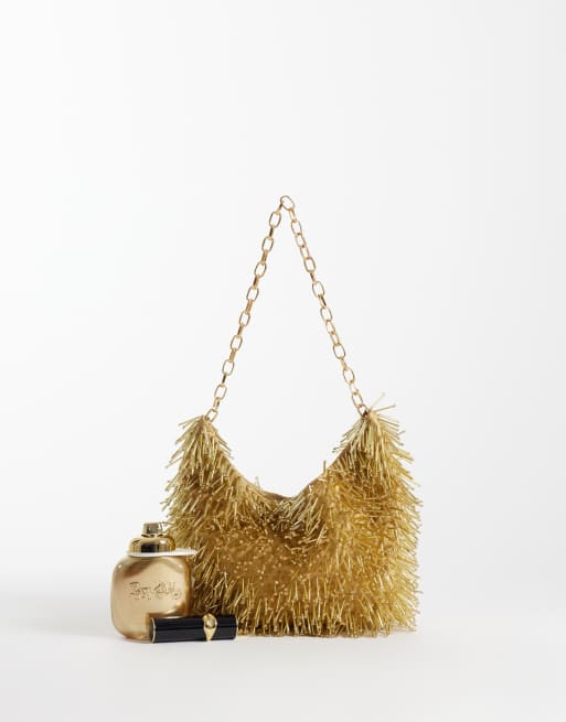 ASOS DESIGN schoudertas met kralen en versiering in goud, 2 van 4