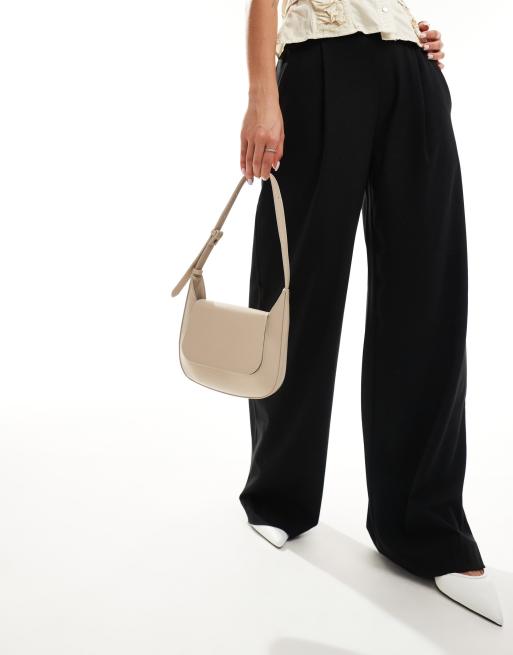 ASOS DESIGN - Schoudertas met lage ronde bovenkant en flapsluiting in stone, 4 van 4