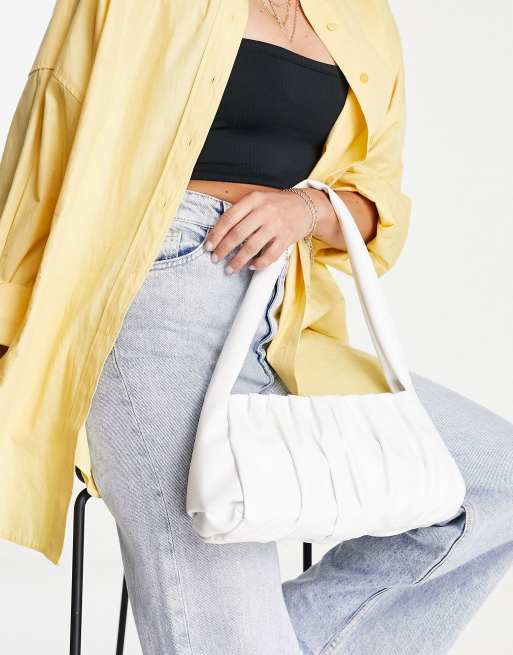 ASOS DESIGN - Schoudertas met rimpeleffect in wit