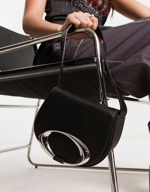 ASOS DESIGN - Schoudertas met ronde hardware in zwart, 3 van 4
