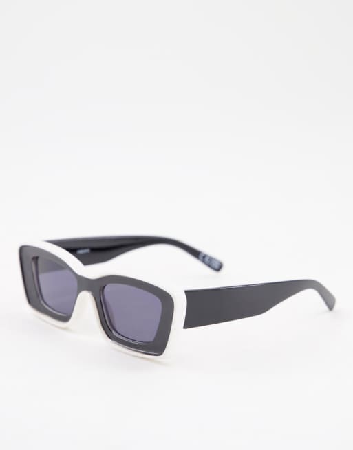 ASOS DESIGN - Schuin afgesneden zonnebril met chunky montuur in zwart-wit