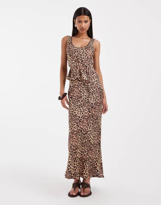 ASOS DESIGN - Schuingesneden satijnen maxi rok met luipaardprint, 6 van 6