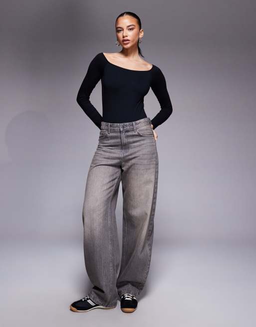 ASOS DESIGN – Schulterfreier Body aus Baumwolle in Schwarz, 2 von 4