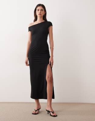 ASOS DESIGN - Schulterfreies Maxikleid in Schwarz