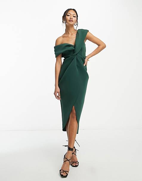 Y2k dot swirl asymmetric bodycon dress with matching sleeve ASOS Damen Kleidung Kleider Asymmetrische Kleider 