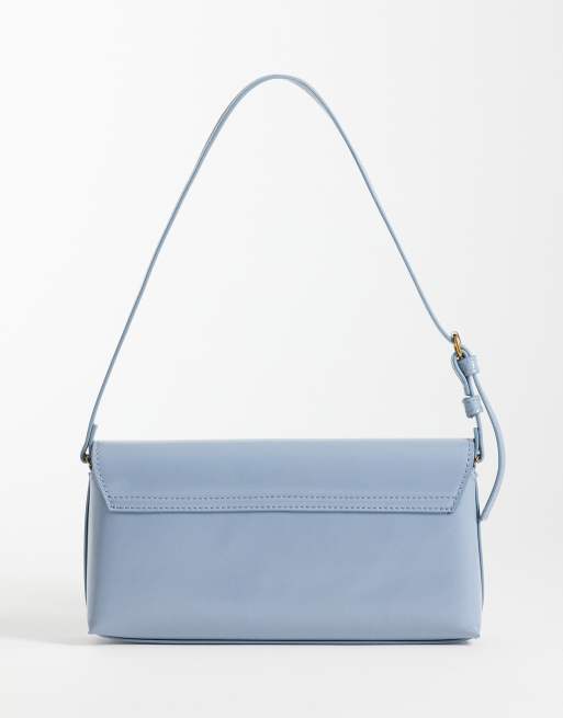 ASOS DESIGN – Schultertasche in Hellblau mit goldfarbener Metallverzierung, 4 von 4