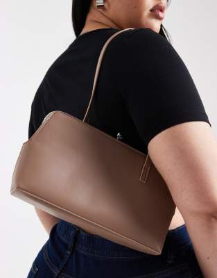 ASOS DESIGN - Schultertasche in Pilzbeige mit schmalem Riemen und Rahmen-Rot