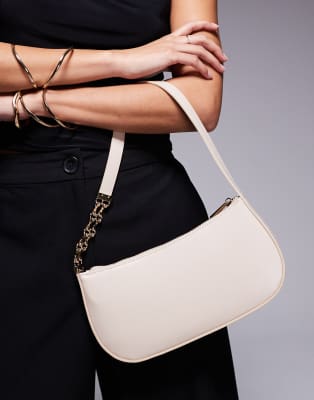 ASOS DESIGN - Schultertasche in Steinbeige mit Kettenglied-Detail am Riemen-Neutral