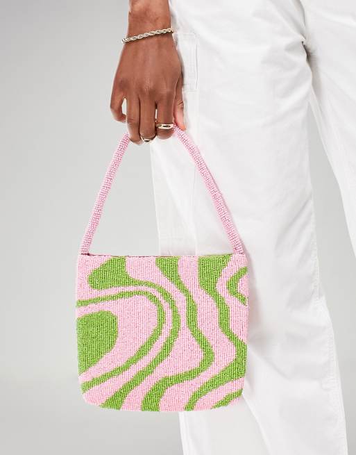 ASOS DESIGN – Schultertasche mit mehrfarbigem Wirbelmuster und Perlenbesatz, 2 von 4