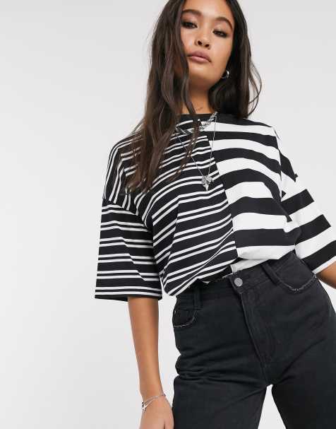 ASOS DESIGN – Schwarz-weiß gestreiftes Oversize-T-Shirt
