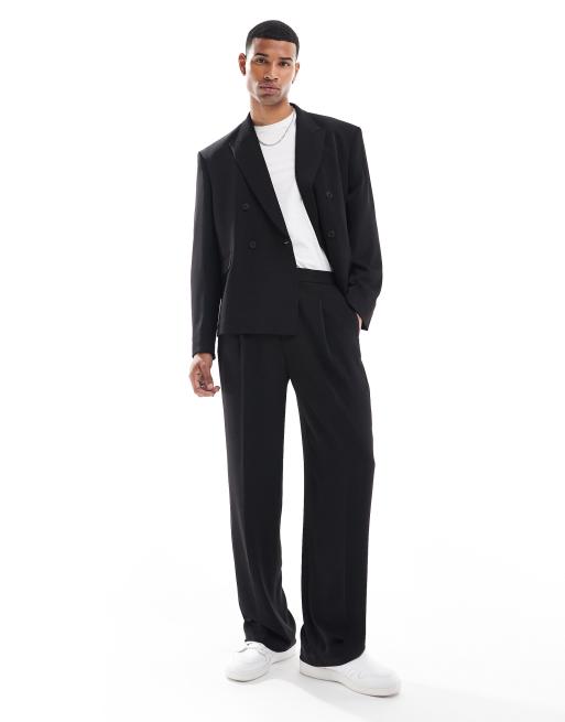 ASOS DESIGN wide leg suit pants in black