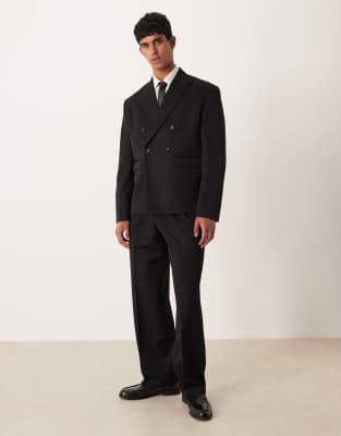 Schwarze Anzughose mit weitem Bein Schwarz 46 Regular