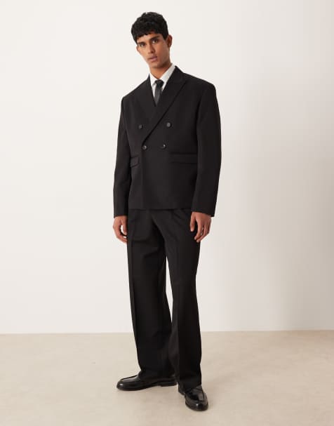 ASOS DESIGN – Schwarze Anzughose mit weitem Bein - view 1