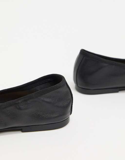 Asos Design Schwarze Ballerinas Aus Leder Mit Zierschleife Asos