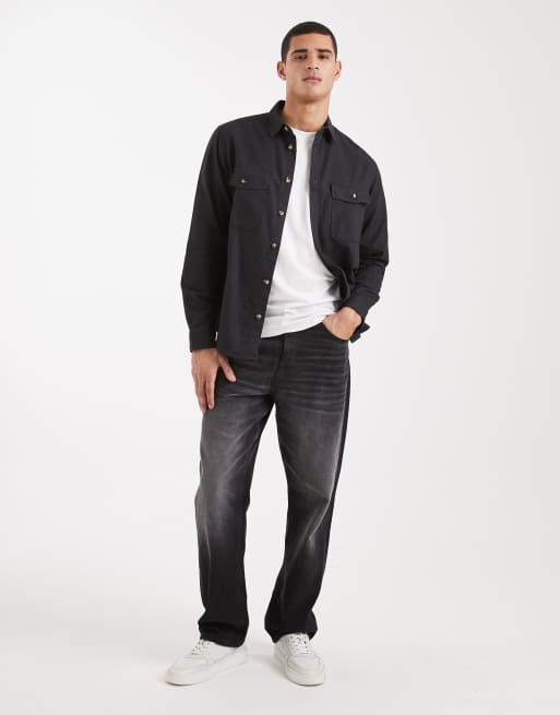 ASOS DESIGN – Schwarze Hemdjacke aus Baumwolle, 2 von 5