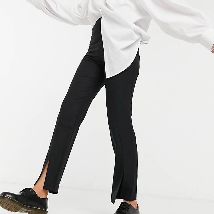 ASOS DESIGN – Schwarze Hose mit schmalem Bein und Schlitz vorn | ASOS
