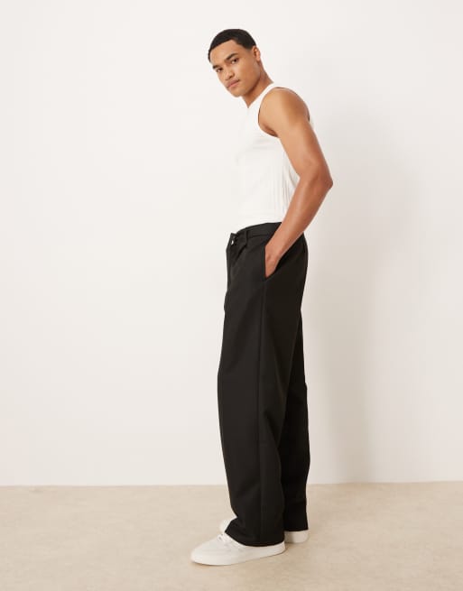 ASOS DESIGN – Schwarze Hose mit weitem Bein und Bindegürtel, 2 von 5