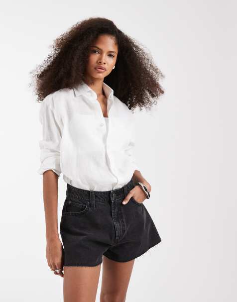 ASOS DESIGN – Schwarze Jeans-Shorts in A-Linie - view 1
