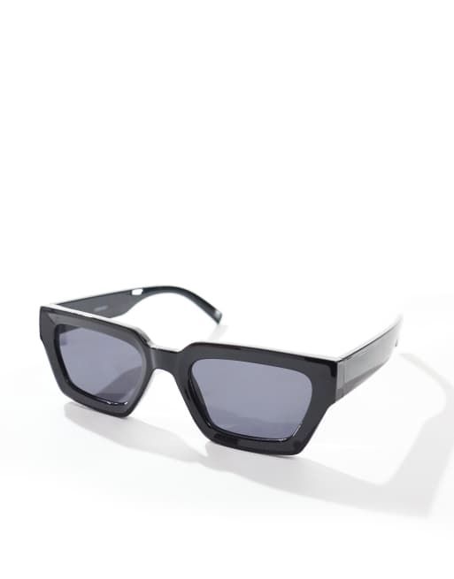 ASOS DESIGN – Schwarze, rechteckige Sonnenbrille mit breitem Gestell und getönten Gläsern, 2 von 3