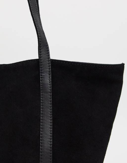 Asos Design Schwarze Shopper Tasche Aus Wildleder Asos