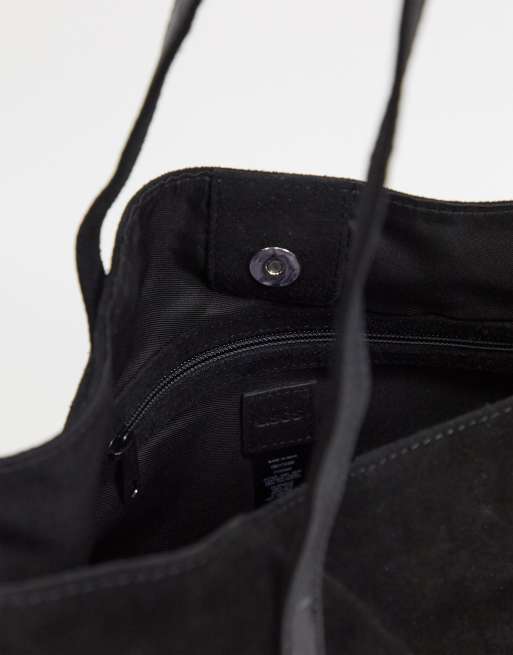 Asos Design Schwarze Shopper Tasche Aus Wildleder Asos