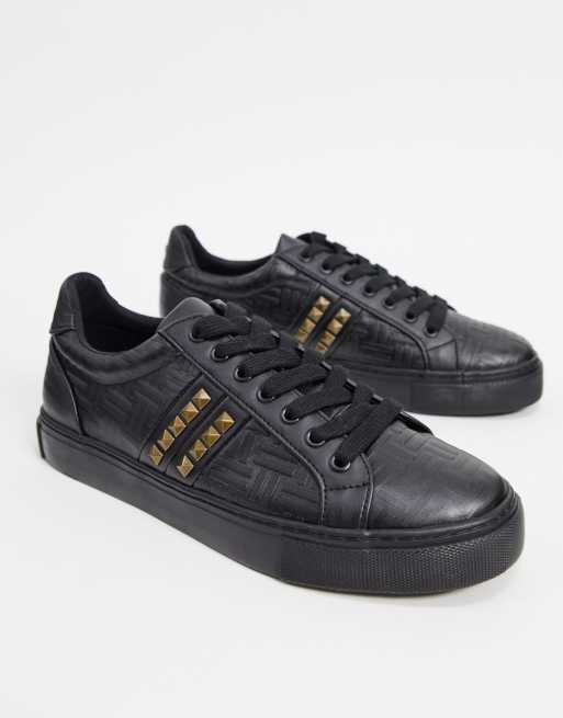 Iebem Morelos Design Schwarze Sneaker Mit Pragung Und Nieten Iebem Morelos