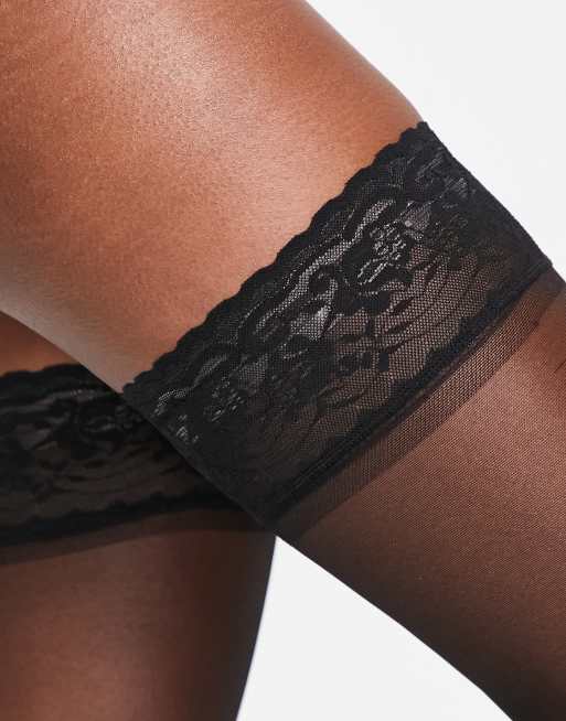 ASOS DESIGN – Schwarze Strümpfe mit Spitzenrand, 15 Denier, 2 von 4