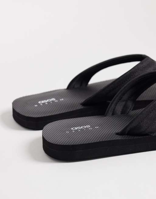 ASOS DESIGN – Schwarze Zehenstegsandalen mit Riemen aus Ripsband, 4 von 4